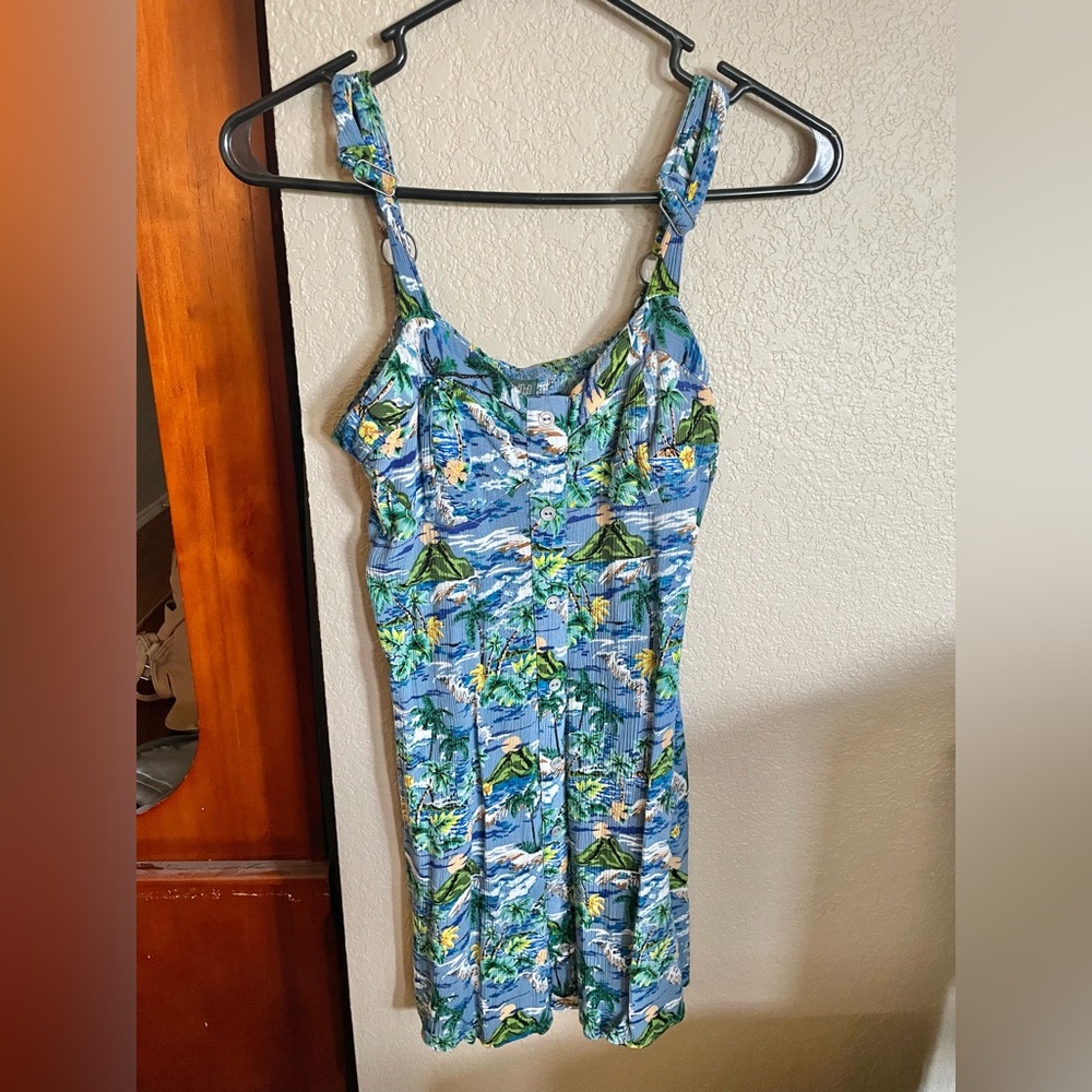 Wild Fable Blue and Green Tropical Print Dress